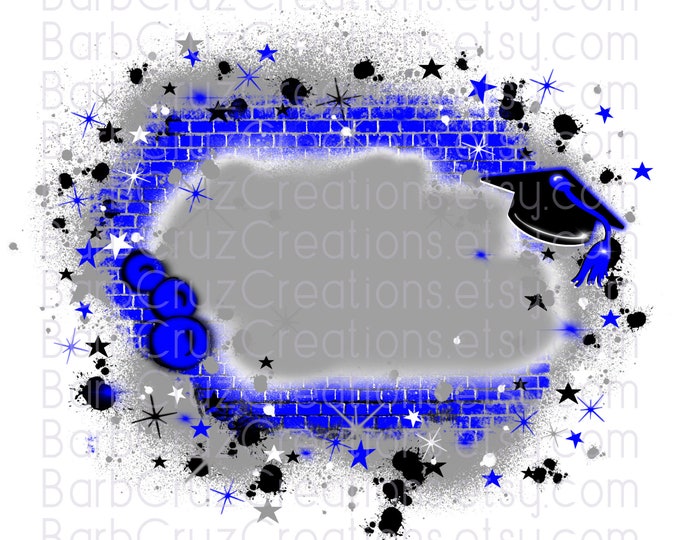 Airbrush png, Grad, Graduate, Senior 2025, Add your photo, Class of, Sublimation, DTF Graffiti Design, High School, College, Blue Brick Wall