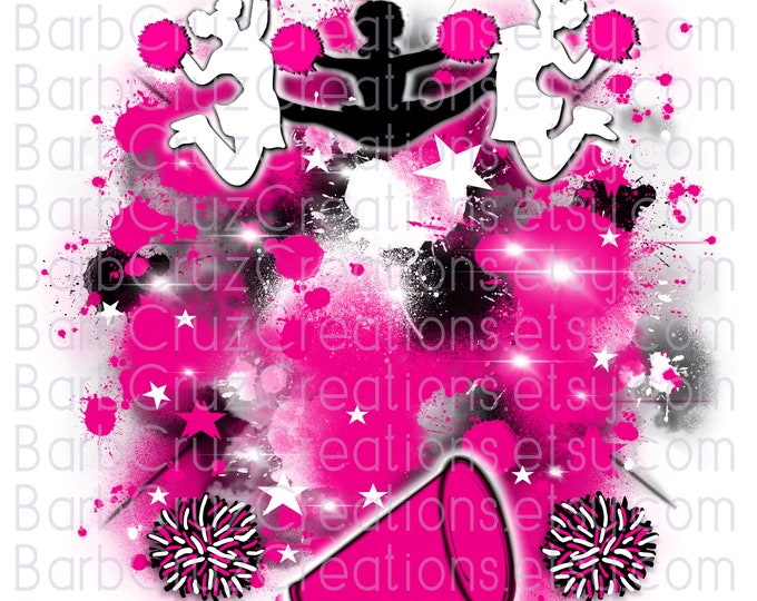 Cheerleader Pink, Black, White, Cheer Shirt png, Cheer Team shirt, Sports Team Airbrush, Cheer Airbrush, Sublimation Design, black cheer