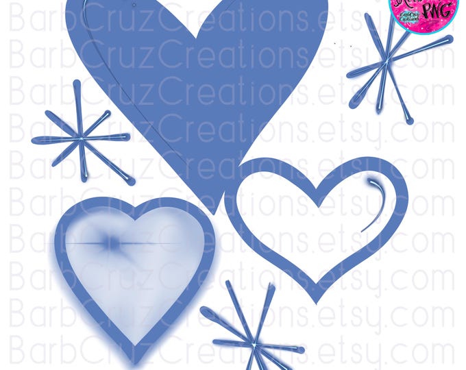 Airbrush Hearts, Love, Couple Design, Blue Hearts, Sublimation Designs, Digital Downloads, png, clipart, Airbrush Designs, accents, effects