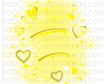 Yellow Hearts Airbrush Background, Valentine's Day, 80's, 90's, Vintage, Retro,  png, sublimation designs, digital downloads, tshirt designs