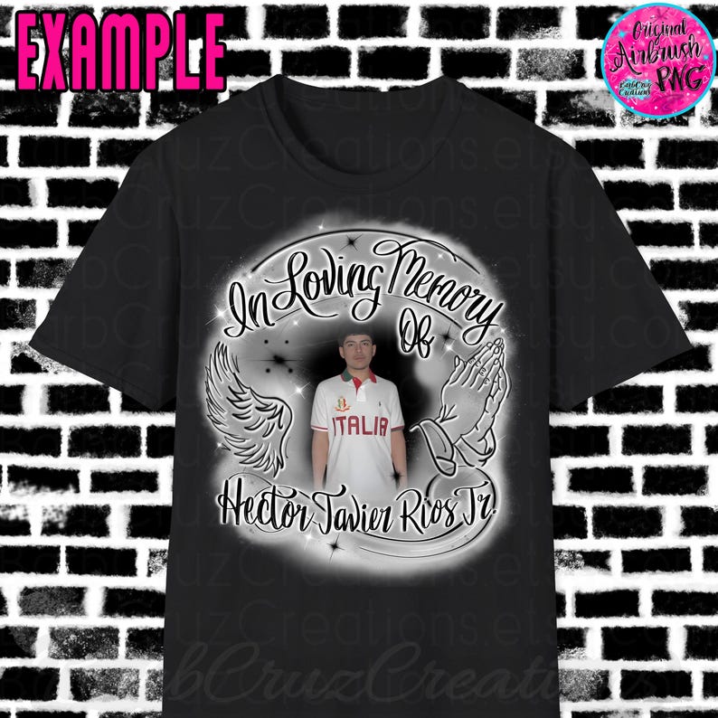 In loving Memory of, Airbrush png, White & Gray, RIP, DTG Designs, Digital Downloads, Custom, Memorial shirt png, Airbrush Template, frame image 2