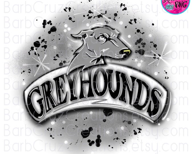 Airbrush png, Greyhounds, Sports Team, School Spirit, High School, Sublimation Designs, png, Gray, black, white