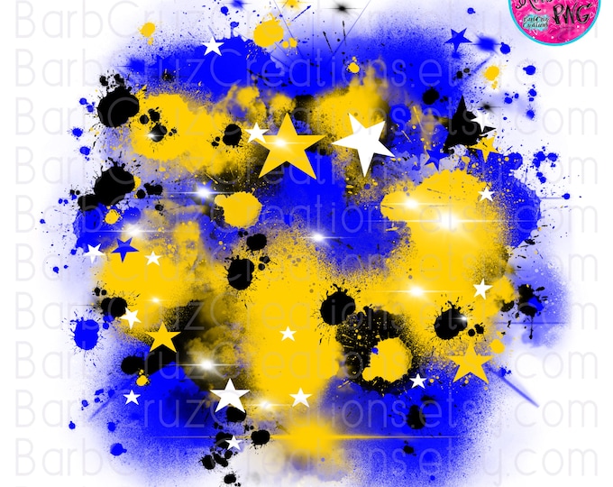 Airbrush png, blue, yellow, Star Burst, Digital Airbrush, clipart, jpg, sublimation designs, shirt transfer, sports, birthday background