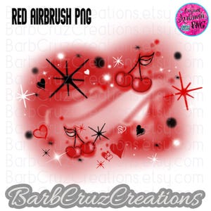 airbrushed png, red, cherries, hearts, sublimation transfer, digital airbrush backgrounds, clipart, cherry, love, 90&#39;s style, Valentine
