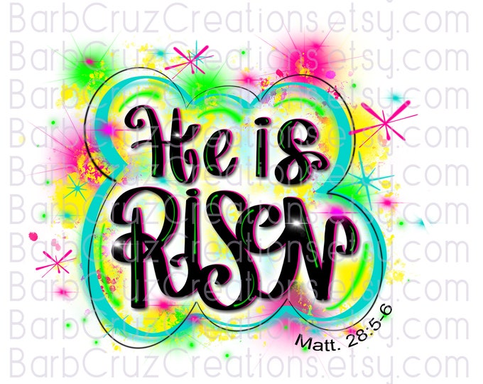 Airbrush png Spring / Easter / He is risen / cross / watercolor / digital download / sublimation transfer /  instant download / Spray Paint