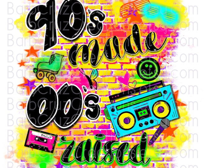 Retro Trendy, 90's made, 00's raised airbrush brick wall, 90s baby, 2000's, sublimation download png, vintage, Old School Custom Shirt