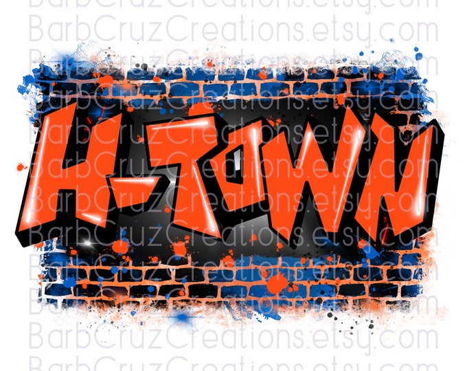 H-Town, Houston, Houston Texas, Sports, Houston, Texas, Digital Download, Sublimation Design, png & jpg, clip art, orange, blue, yellow