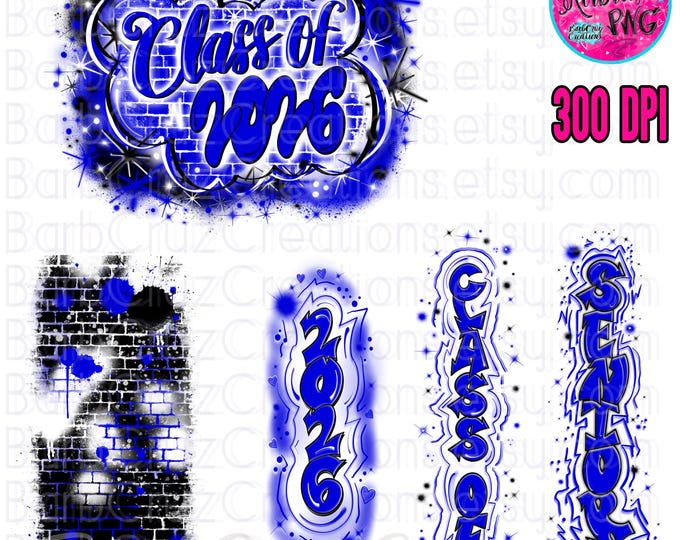 Airbrush png, Senior, Class of 2026, Graffiti designs, Heat Transfer, High School Senior, College, blue, pant leg, sleeve design vertical