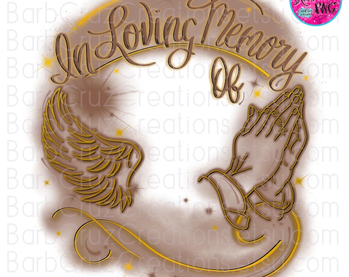 Airbrush png, In loving Memory of, RIP, Brown & Gold, In Memory of, Airbrush Frame, DTG, Digital Downloads, Custom memorial shirt
