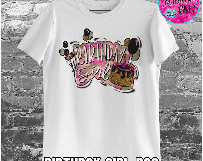 Birthday Girl, Pink Camouflage, Glitter Gold png, Birthday Girl, Sublimation Designs, png, clipart, Digital Downloads for party decorations