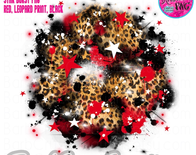 Airbrush png, Leopard Print, Digital Airbrush, Star bursts, Background, png, jpg, sublimation designs, digital airbrush, shirt transfer, red