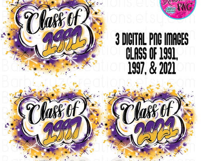 Airbrush png, Class of, High School Reunion, Graduate, Sublimation, Digital Airbrush, Graffiti, purple, gold, yellow, Trendy, 2011, 2014