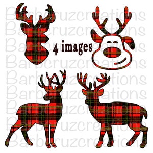 Buck, Deer, Buffalo Plaid, Christmas Design, Tartan, Christmas Sublimation Ready Print, PNG, Digital Images, Sublimation Designs, Instant