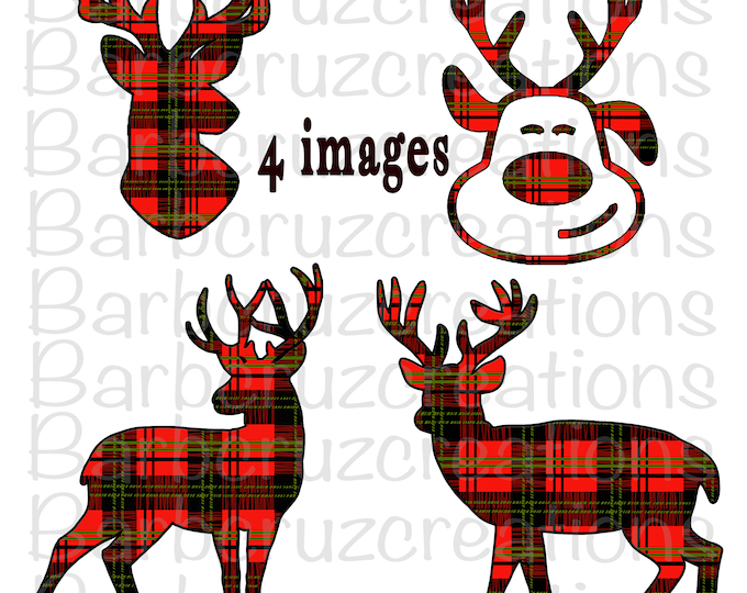 Buck, Deer, Buffalo Plaid, Christmas Design, Tartan, Christmas Sublimation Ready Print, PNG, Digital Images, Sublimation Designs, Instant