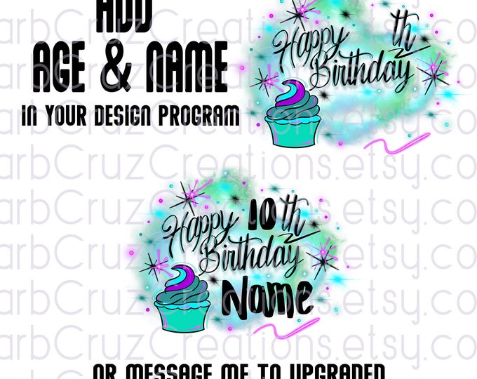 Airbrush png, Digital Airbrush, Happy Birthday, Sublimation Designs, Digital, jpg, Birthday Party, Invites, Celebration, custom airbrush