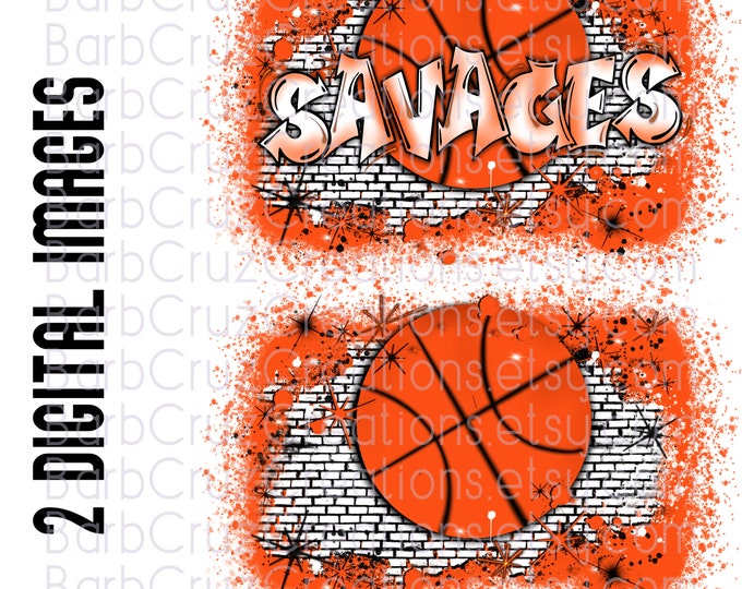 Baskeball, Savages, Game Day, Splatter paint design, Sports, Team Spirit, Airbrush, Sublimation Design, png, jpg, Basketball Season, orange