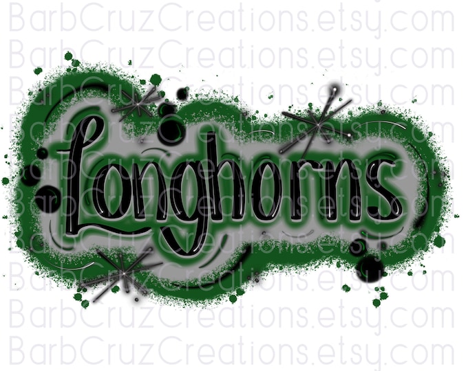 longhorns, gray, black, green, team spirit, airbrush, clipart, airbrush png, sublimation designs, digital downloads, shirt transfer png
