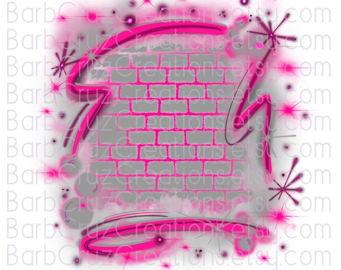 Airbrushpng,  Brick Wall Pink & Gray Background, Digital Image, Graffiti Wall, sublimation designs, Hip Hop, Brick Wall, Backdrop