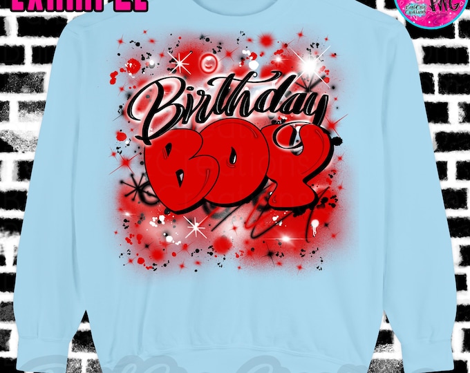 Airbrush png, Birthday Girl, Boy red, black, add age, sublimation, retro birthday Shirt, Backdrop, Party Invitation 90s, hip hop, old school