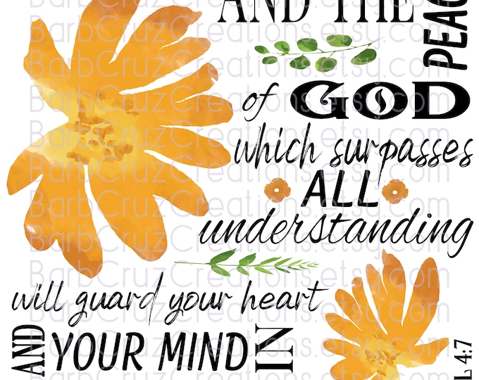 Phil 4:7, Peace of God, Digital Download, png, vector, Instant Download, Sublimation Design, Bible Word Art, Inspirational Quote