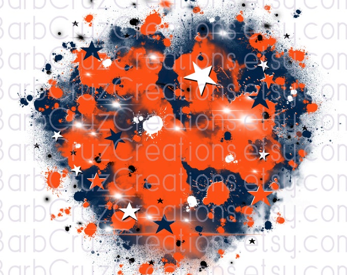 Airbrush Star Burst Houston, TX, City, Cheerleader, designs, Shirt, png, Team shirt, Airbrush, Digital, Sublimation Design, orange, blue