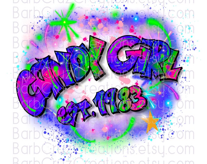 airbrush png, Candy Girl, 1983, Background, 90's, boom box, graffiti, 90's, sublimation transfer, Vintage art, sublimation, retro, hip hop