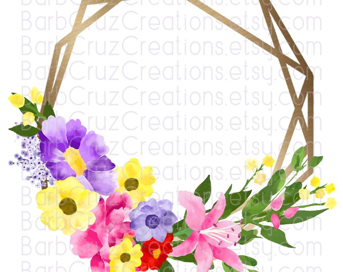 modern gold frame, gold wreath, floral gold wreath, Invitation, Watercolor floral gold frame png, Sublimation Design, Digital Downloads, png