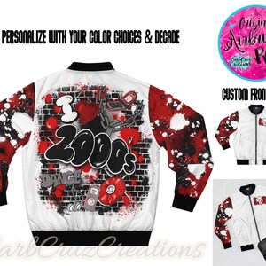 Airbrush Apparel, I love 2000&#39;s, Hip Hop Jacket, Graffiti Retro Trendy Bomber, Jacket, Custom, Y2K, Personalized coat, Spring Coat, Popular