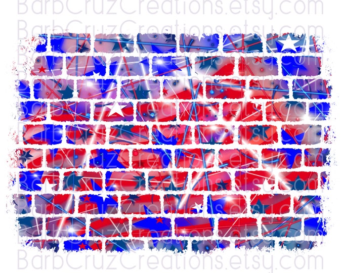 Red, White, Blue, America, Brick Wall, Tumbler, Airbrush, Background, Griffiti, png, clipart, sublimation designs, digital downloads