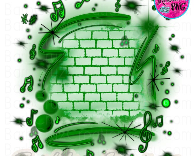 Green Airbrush PNG, Brick Wall, Music, Background, Digital Airbrush, Band, Hip Hop, Dance, sublimation designs, digital download, Y2K, B2S
