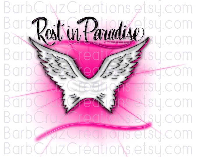 Rest, In Loving Memory of, Angel Wings, Sublimation Design, Digital Downloads, png, custom image, digital airbrush, RIP, Memorial, pink