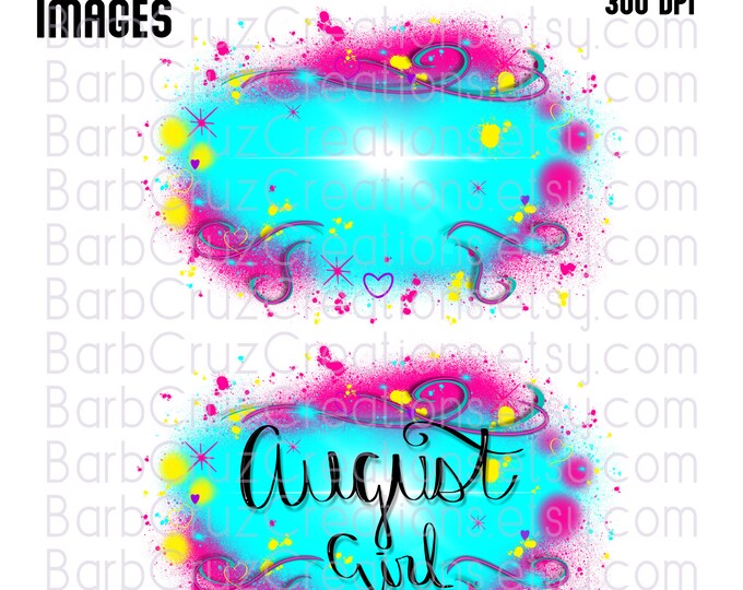 Airbrush png, Airbrush Backgrounds, Pink, Blue, August Girl, Birthday Background, sublimation designs, digital download, tshirt design