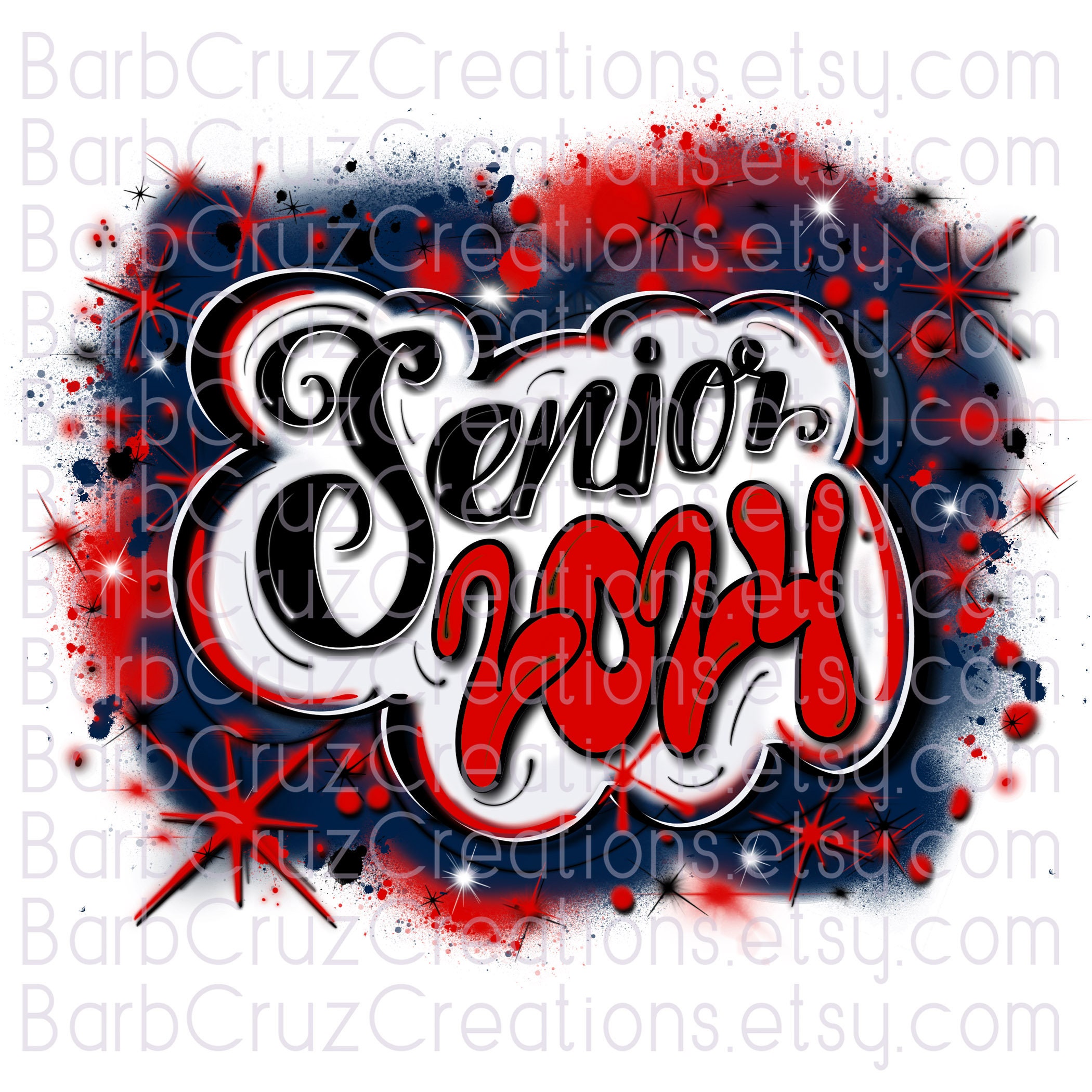 Senior 2025, 2024, High School, Class of, Graduate, Airbrush