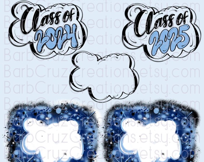 Airbrush png, Class of 2025, Blue black / White Bottom / DTF / Sublimation Design/ Digital Airbrush png/ Graffiti / Heat Transfer