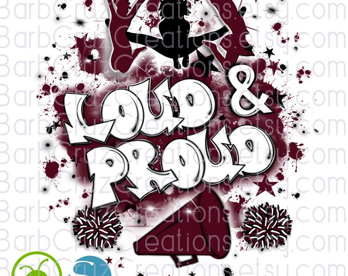 Cheerleader, designs, Cheer Shirt png, Team shirt, Sports Team Airbrush, Cheer Airbrush, Sublimation Design, deep red, white, black, Proud