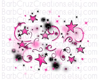 Airbrush Backgrounds, Pink Airbrush Background, Stars, Swirls, sublimation designs, digital downloads, tshirt designs, heat transfers