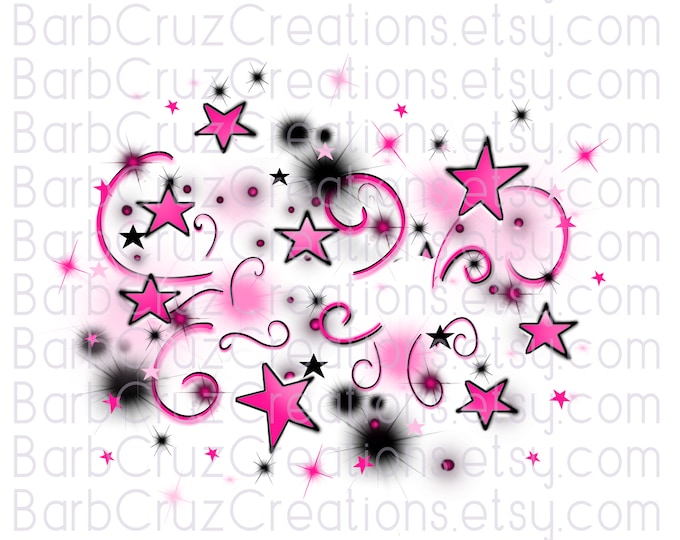 Airbrush Backgrounds, Pink Airbrush Background, Stars, Swirls, sublimation designs, digital downloads, tshirt designs, heat transfers