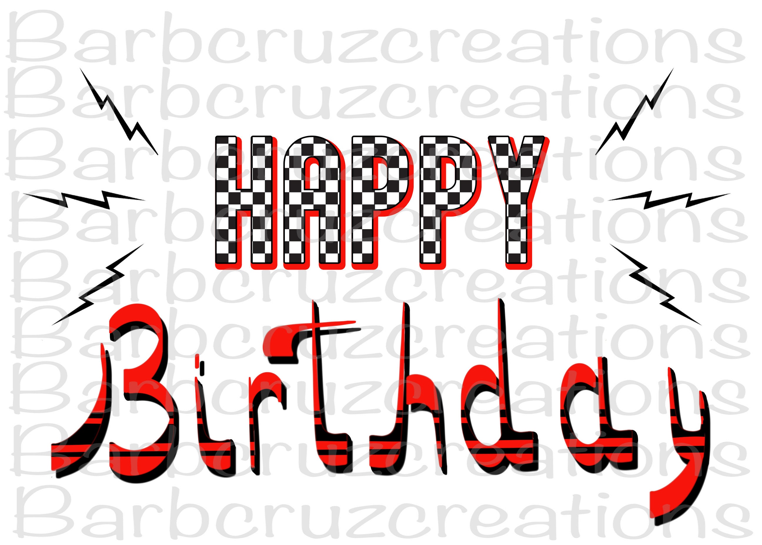 Happy Birthday Checker Flag Birthday Designs clip art 4 | Etsy