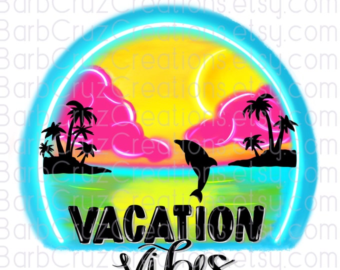 Vacation Vibes, Vaca, Tropical Airbrush Background, pink,  Clipart, sublimation design, digital download, tshirt design, heat transfer
