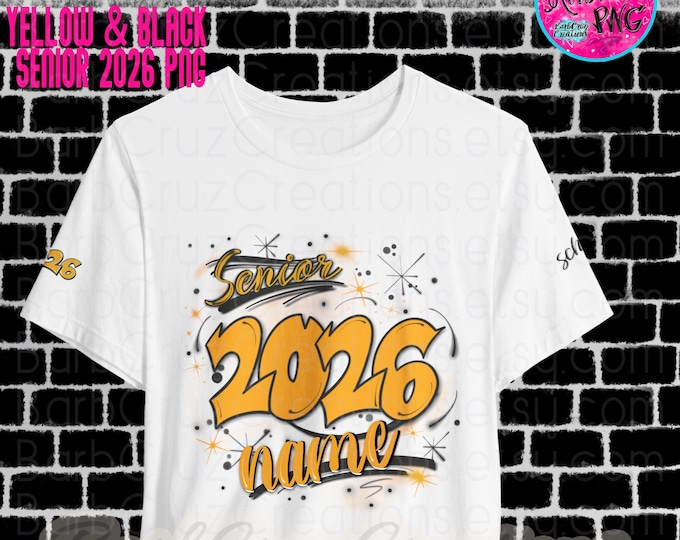 Airbrush png, Yellow, Senior 2026 digital image, Sublimation Design, Graffiti Art, Heat Transfer, High School Senior, College Senior