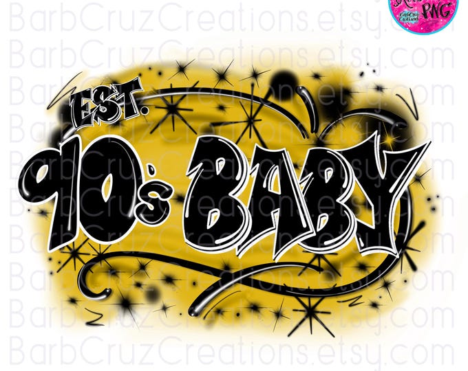 airbrush png, 90's Baby, raised, yellow airbrush Background / Retro / sublimation / digital airbrush / sublimation / vintage, 90's girl, 90s