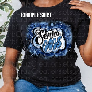 Airbrush png, Senior 2025, Blue, black, White, Graduate 2025, DTF, Sublimation Design, Digital, Graffiti Design, High School Reunion, retro