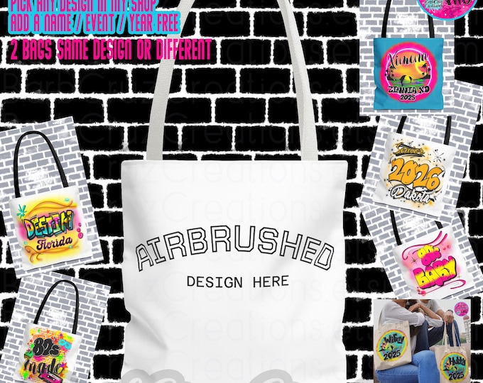 Airbrushed Tote Bags, 80's, 90's, 2000's Graffiti Vibes, Old School custom bag, personalized tote bag, shopping bag, book bag, school, gym