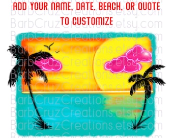 airbrush tropical beach, customize png, tropical beach digital image, sublimation designs, digital downloads, license plate, clipart, beach