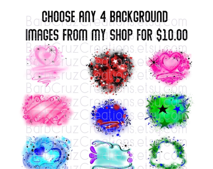 Bundle of 4 airbrush digital image png's / package / Background / sublimation designs / downloads / clipart / shirt transfer / heat transfer