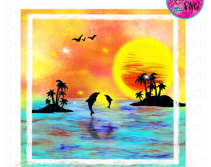 airbrush png, dolphins, tropical sunset, beach, ocean, vibes, png, jpg, sublimation designs, beach sunset, graffiti, digital paper, vacation
