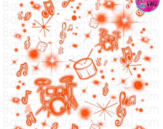 Airbrush Background png Orange Music Notes, Airbrush png, Graffiti Wall, Airbrush Templete, sublimation, png sublimation, orange drums