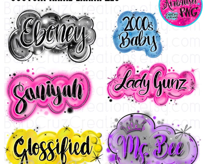Custom Order, Names, Your Name in Airbrush Digital Download, Graffiti, Y2K, Lettering, Font, wording, made to order, Airbrush Apparel Design