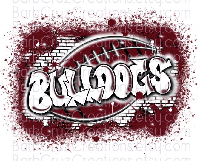Airbrush png, Football, graffiti brick wall, Game Day, Splatter paint, Team, Sport, Team Spirit, Sublimation Design, Football Season, maroon