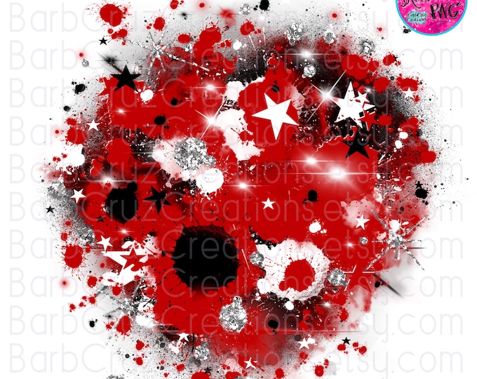 Airbrush png, red, silver, black, star burst, airbrush background, Digital Airbrush, sublimation designs, digital airbrush